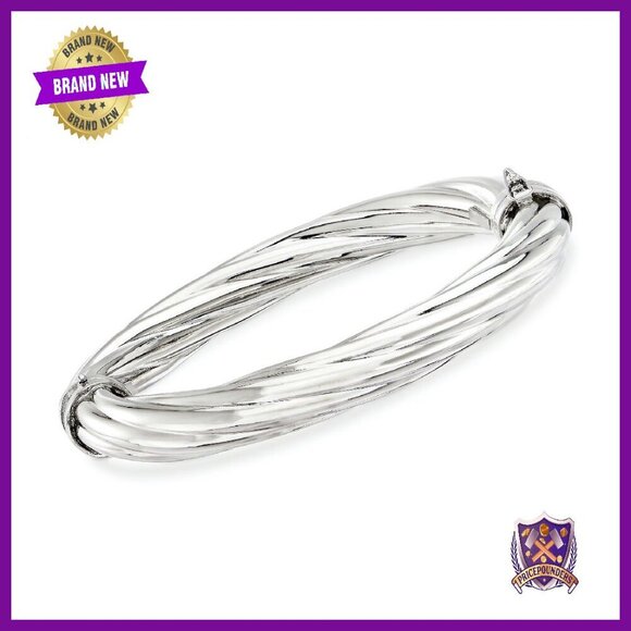 Jewelry - Sterling Silver Twisted Oval Bangle Bracelet 7" Italian Crafted
